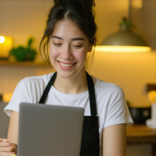 Business owner interacting with customers and managing Google My Business profile in Aurora