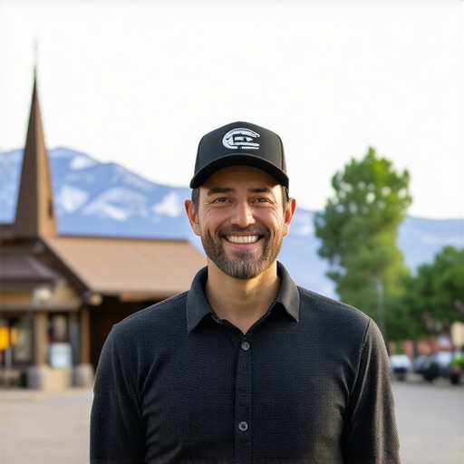 Aurora business owner optimizing Google My Business profile with Colorado landmarks