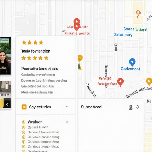 Google Maps business listing with reviews and attributes