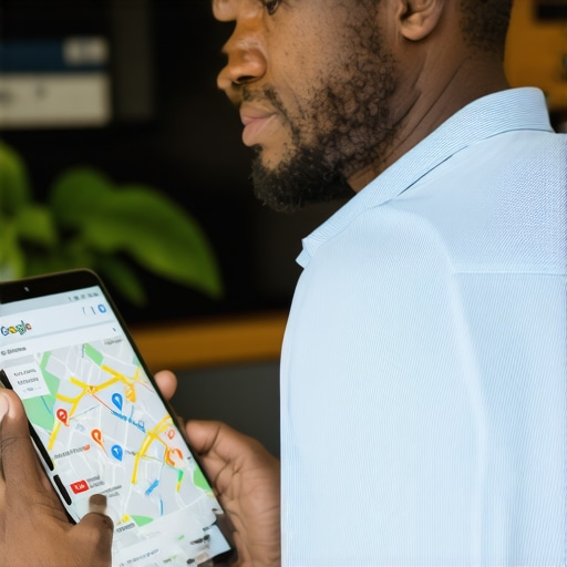 Analyzing Google Maps Insights for Optimization Business owner reviewing local SEO data on a tablet