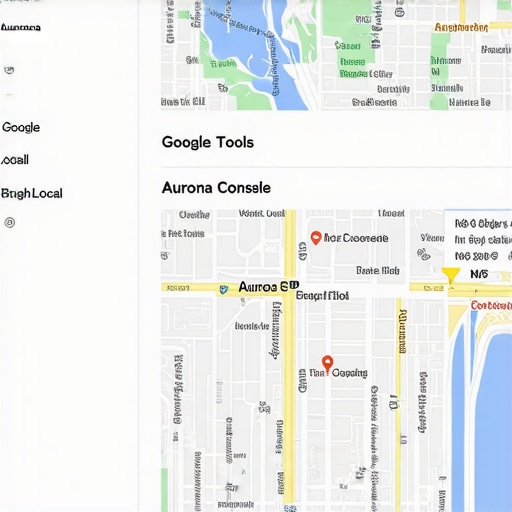 Local SEO Tools Dashboard for Aurora Screenshot showing dashboards of local SEO tools with Aurora city map