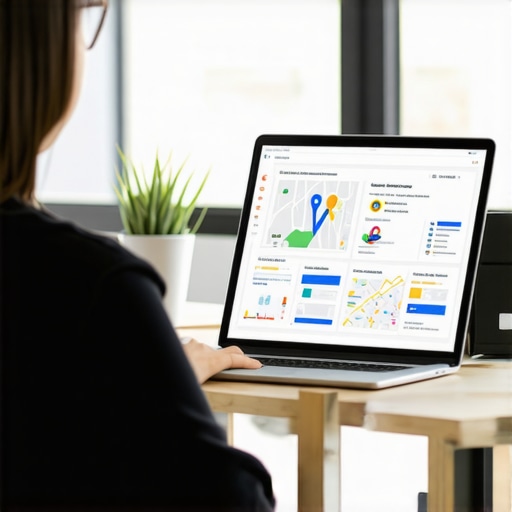 Person reviewing local SEO metrics and citations on a laptop for Google Maps optimization.