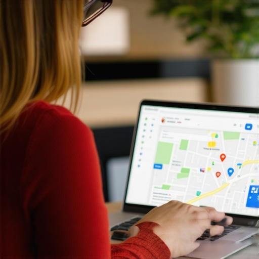 Aurora business owner updating Google My Business listing on a laptop.