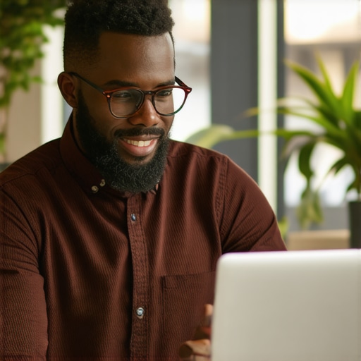 Business owner working on Google My Business profile on a laptop