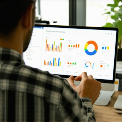 Business owner reviewing local SEO analytics on a computer screen.
