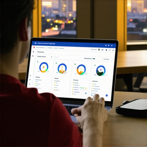 Person reviewing local SEO data with Aurora city skyline behind