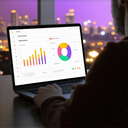 Person analyzing local SEO metrics on a laptop with Aurora cityscape in the background