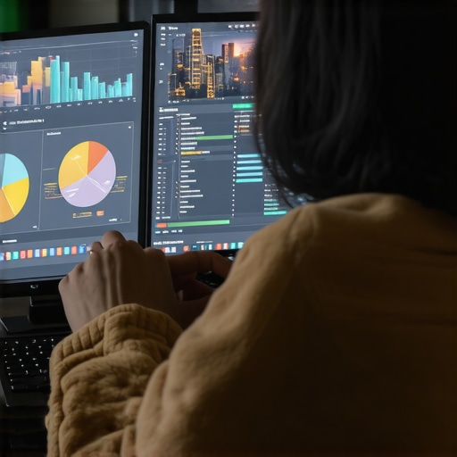 Individual reviewing SEO metrics on a computer related to Aurora local business